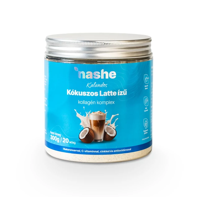 Nashe Kollagén Komplex – Hidrolizált kollagén italpor, Kókuszos latte íz, 300 g, 20 adag