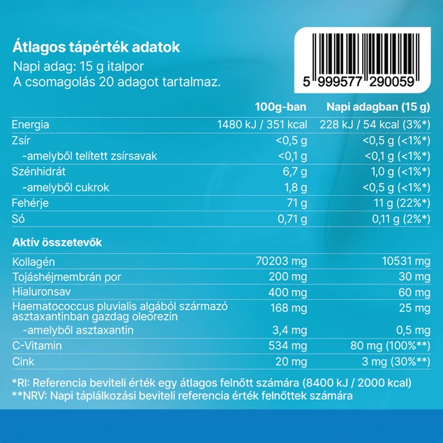 Nashe Kollagén Komplex – Hidrolizált kollagén italpor, Kókuszos latte íz, 300 g, 20 adag